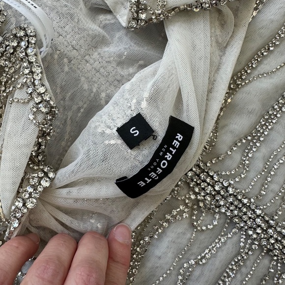 Retrofete IRINA White Crystal Rhinestone Embellished Maxi Dress - Size SMALL - Picture 4 of 15